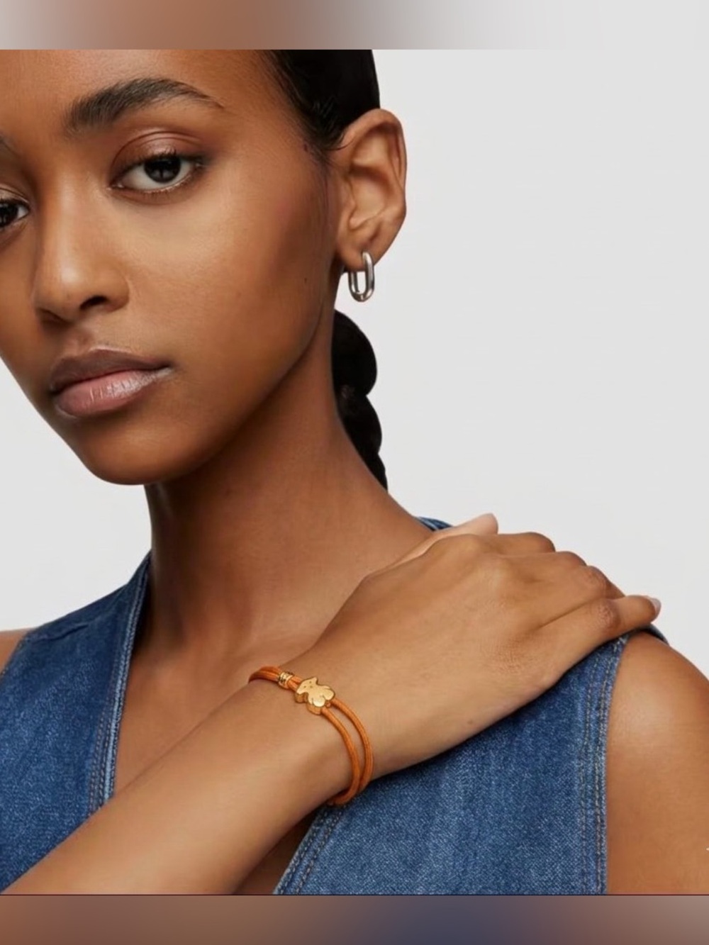 TOUS  Double-Wrap Leather Bracelet with Gold  Charm